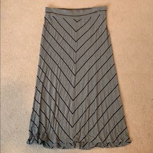 Gray and black striped maxi skirt
